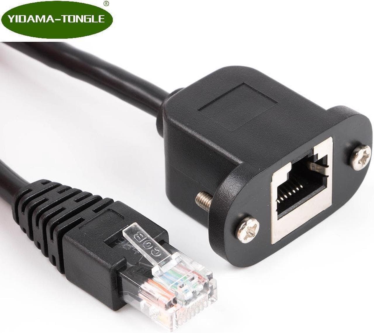 50cm 8Pin RJ45 Cable Male to Female Screw Panel Mount Ethernet LAN Network 8 Pin Extension Cable