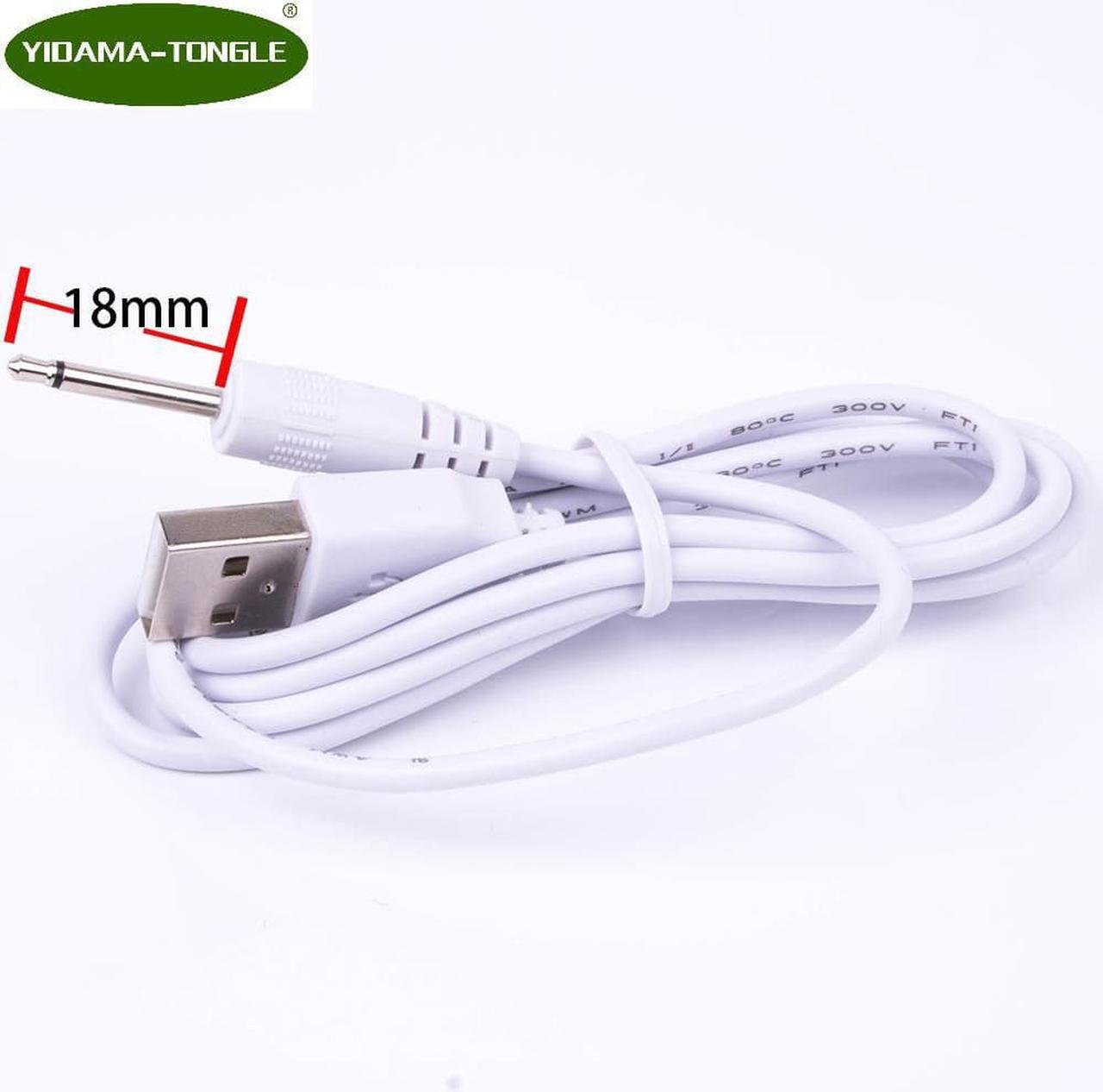 USB to DC 2.5mm Audio Jack Adapter Cable DC Power 2 Pole 18mm Long jack Cord White Charging cable 100cm