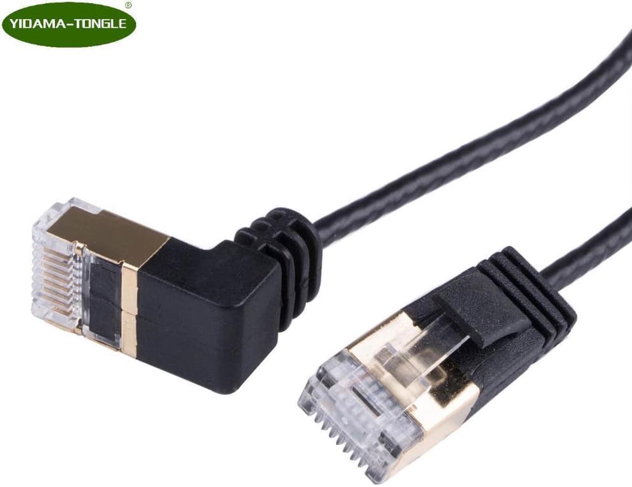 Ethernet Cable CAT6 RJ45 Network Patch Lead Cable Down Angled For PC PS4 Xbox Router Black Golden Plated RJ45 8P8C Cord 2.0m