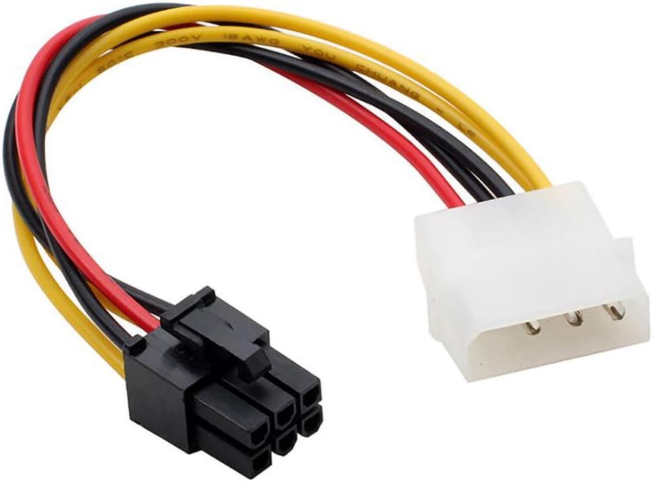 4 Pin to 6 Pin PCI-Express PCIE Graphic Video Card Power Converter Cord Adapter Cable 18cm