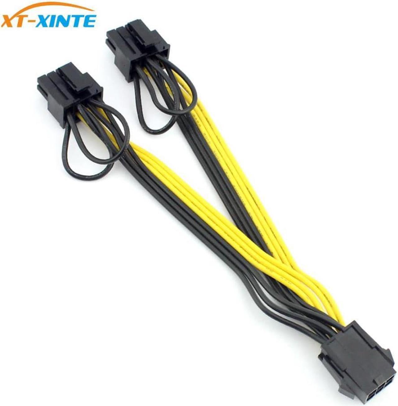 PCI-E 6pin Female to Dual 8pin(6+2) Y-Splitter Cable Graphics Video Card Power Supply Adapter Cables UL 18AWG Line 15cm