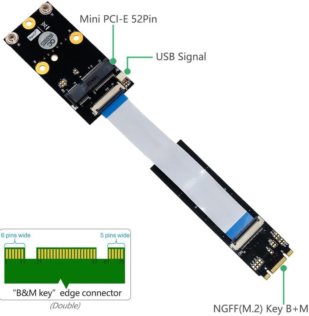 M.2 Key B/M/B+M to Mini PCI-E Adapter Wifi Network Riser Card M2 to Mini PCI Express Wifi Bluetooth-Compatible Adapter