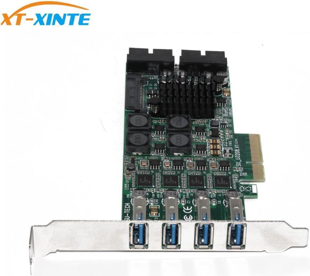 PCI Express PCI-E to USB 3.0 Expansion Card Raiser 8 Ports USB 3.0 Controller Independent 4 Channel for Camera Server