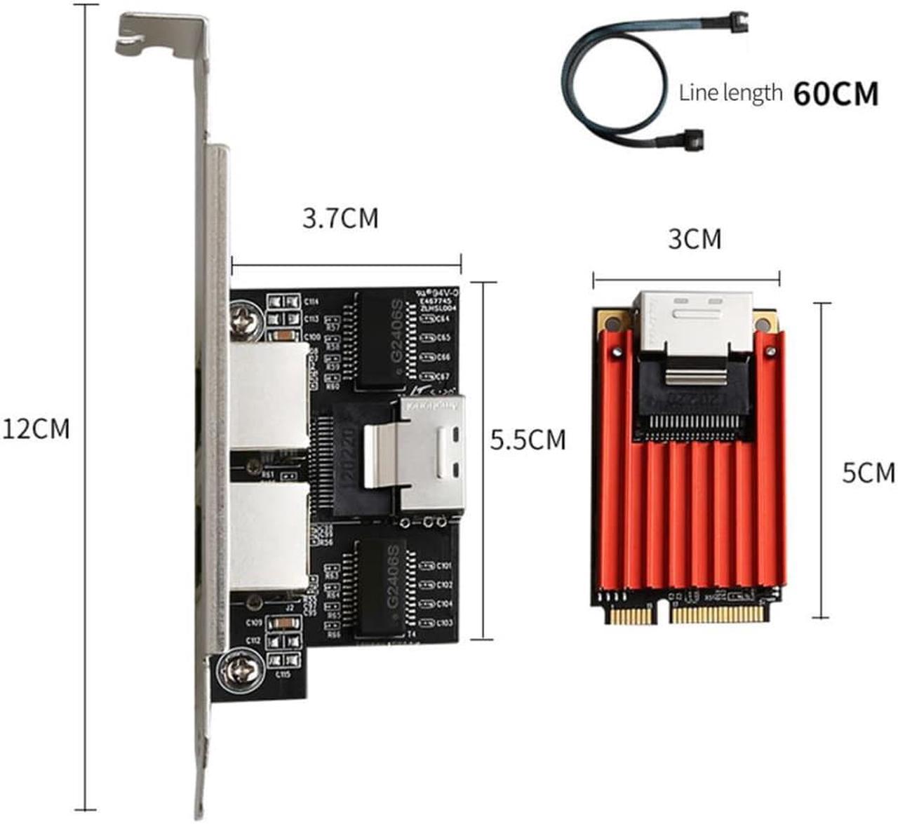 DIEWU MINI PCIE Gigabit Ethernet Network Card Mini PCIe Dual Port 1000M RJ45 LAN Card Chipset I350 for Win 7/Win 10 systems