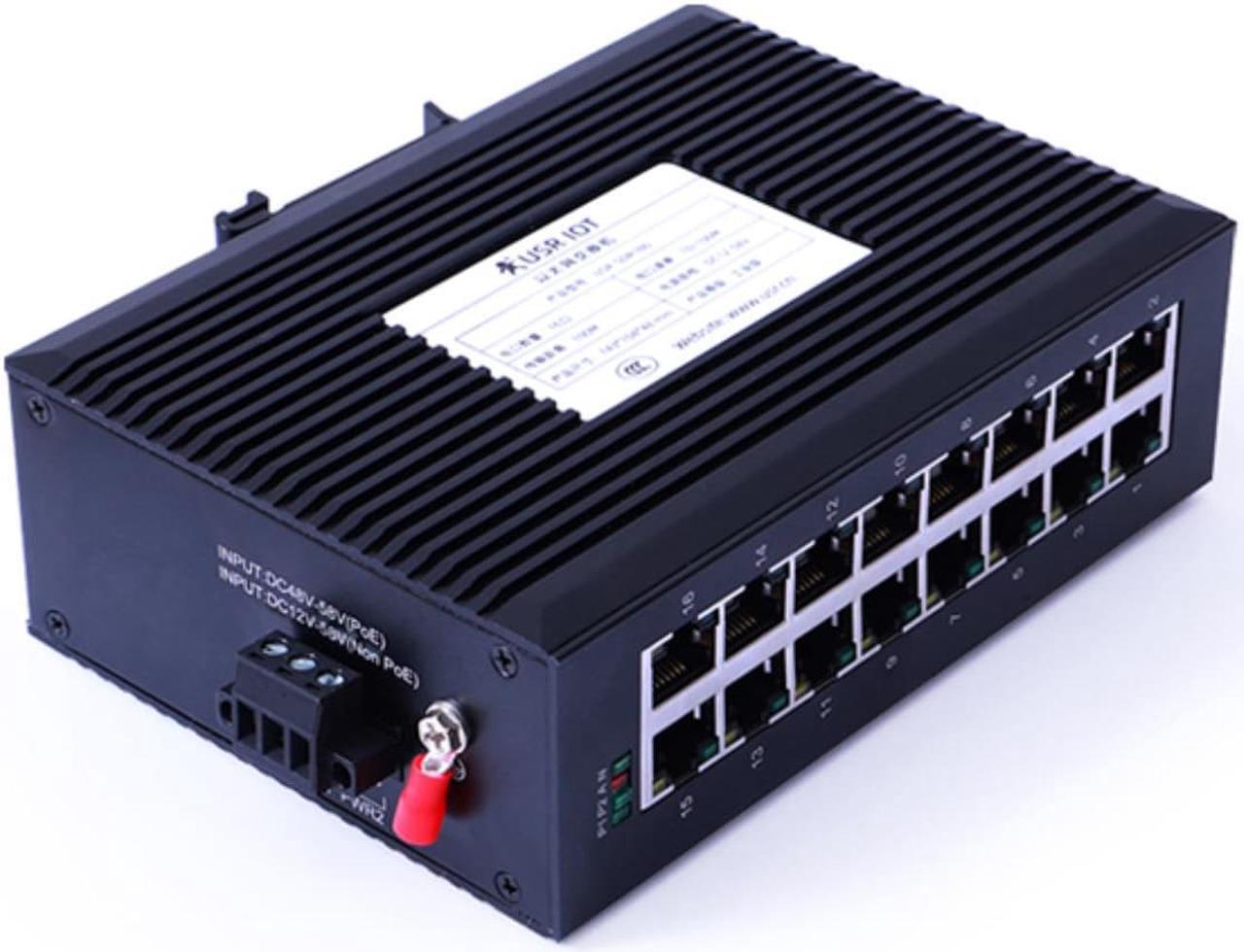 16 Port  USR-SDR160 Ethernet Switches Unmanaged Ethernet Switches DC10~58V DIN Rail Type Network Industrial Grade 10/100Mbps