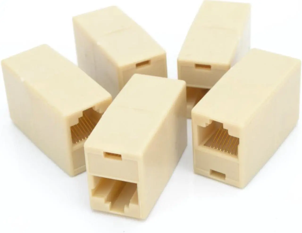 Main image of 5PC Network Ethernet Dual Straight Head Lan Cable Joiner Coupler RJ45 CAT 5 5E 6 6a Extender Plug Network Cable Connectors
