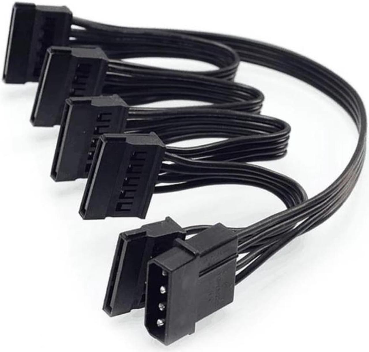 4Pin 1 to 5 IDE SATA 15Pin Hard Drive Power Supply Splitter Cable Cord for PC