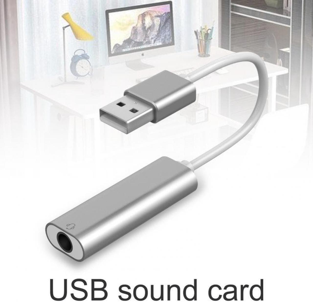 Alt view image 3 of 3 - USB Aluminum Alloy Computer Sound Card 2 in 1 Plug Play Portable External 7.1 Channel USB Sound Card for Computer Laptopa
