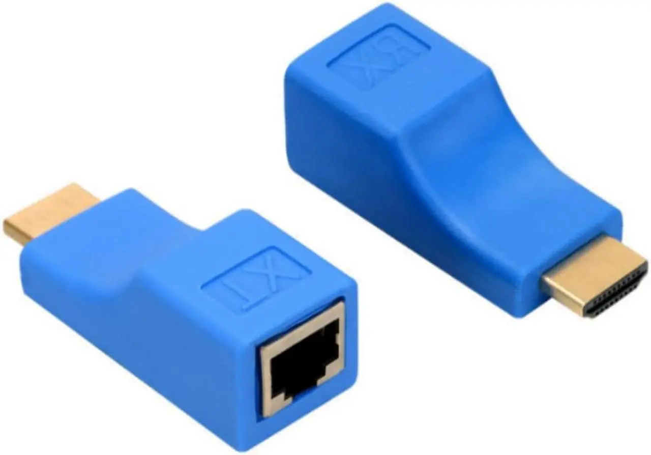 Alt view image 3 of 3 - 2pcs HDMI-compatible Dual RJ45 CAT5E CAT6 UTP LAN Ethernet HDMI-compatible Extender Repeater Adapter 1080P For HDTV HDPC