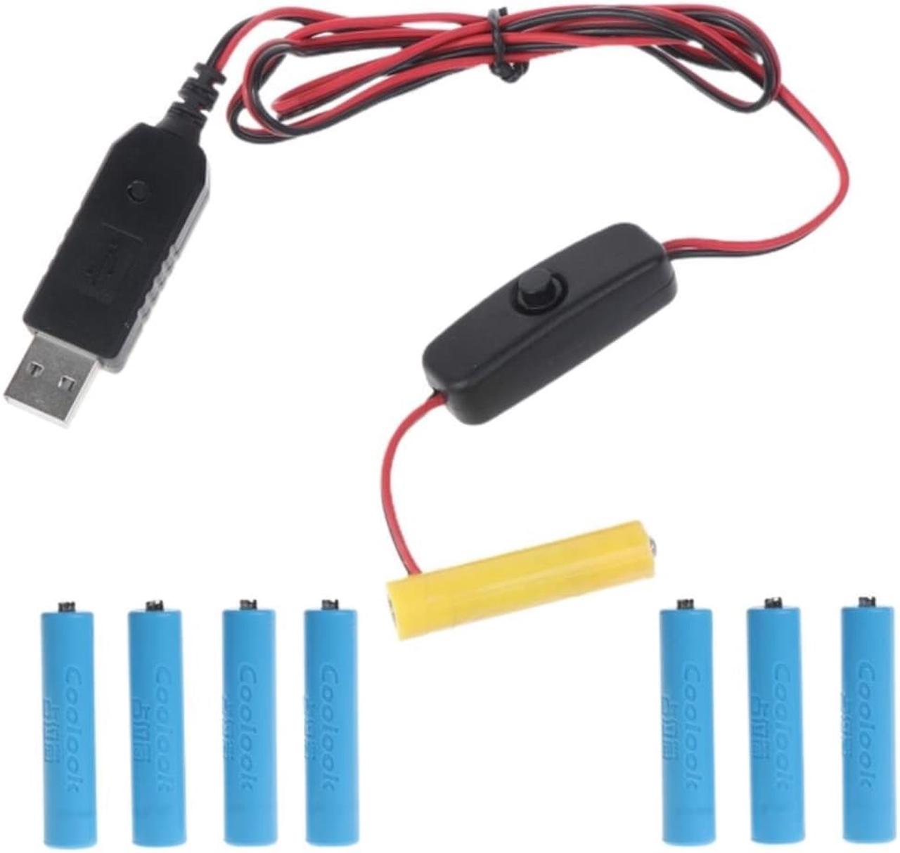 Main image of Reuse QC3.0 USB to AAA Dummy Power Supply Cable with Switch AAA Eliminator Replace 4-8pcs AAA Batteries