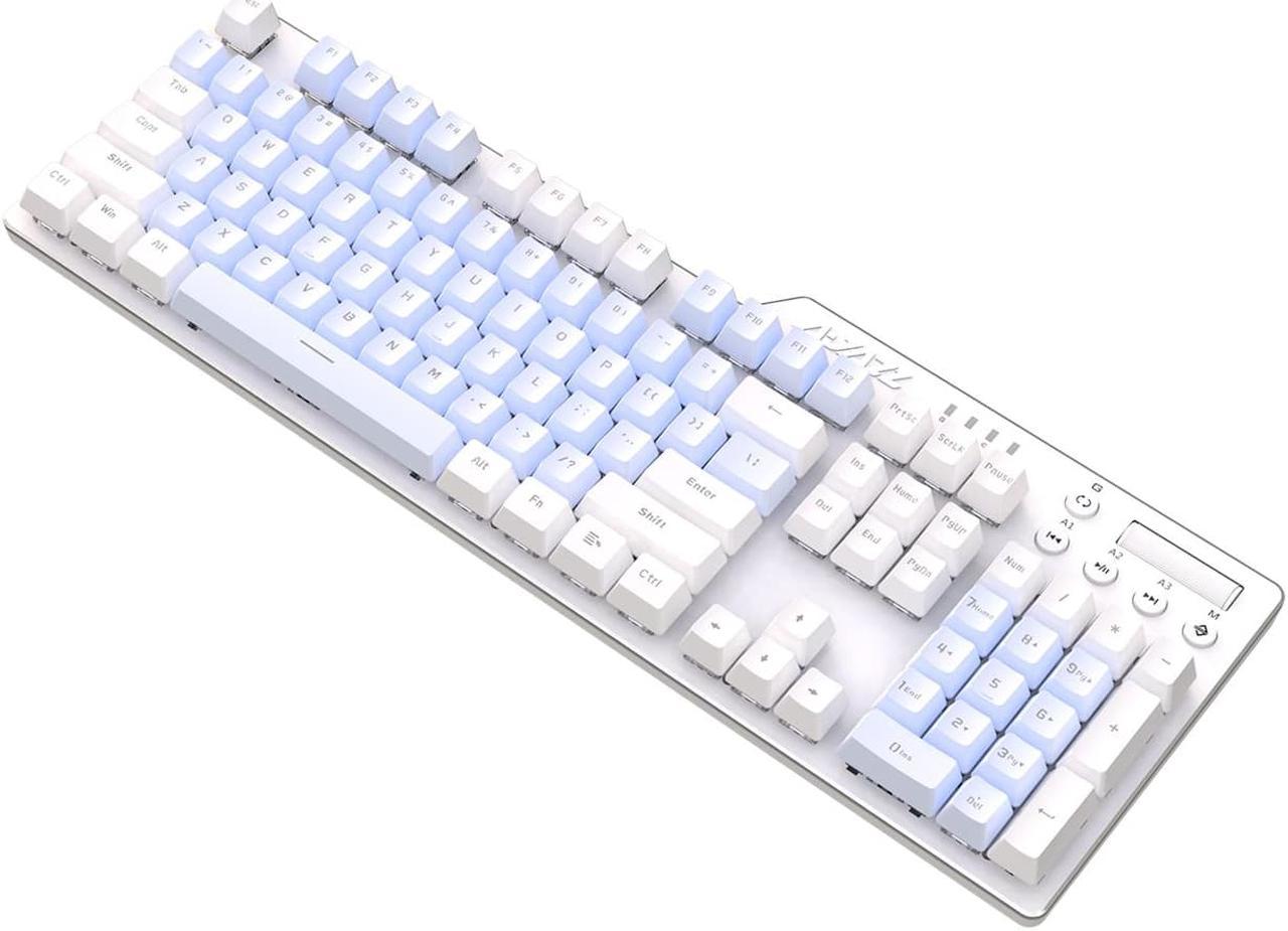 AJAZZ AK35i-PBT RED  Ergonomic Design N-key Rollover Wired Black Switch Mechanical Gaming Keyboard For Office And Game Red Switch White White/Blue