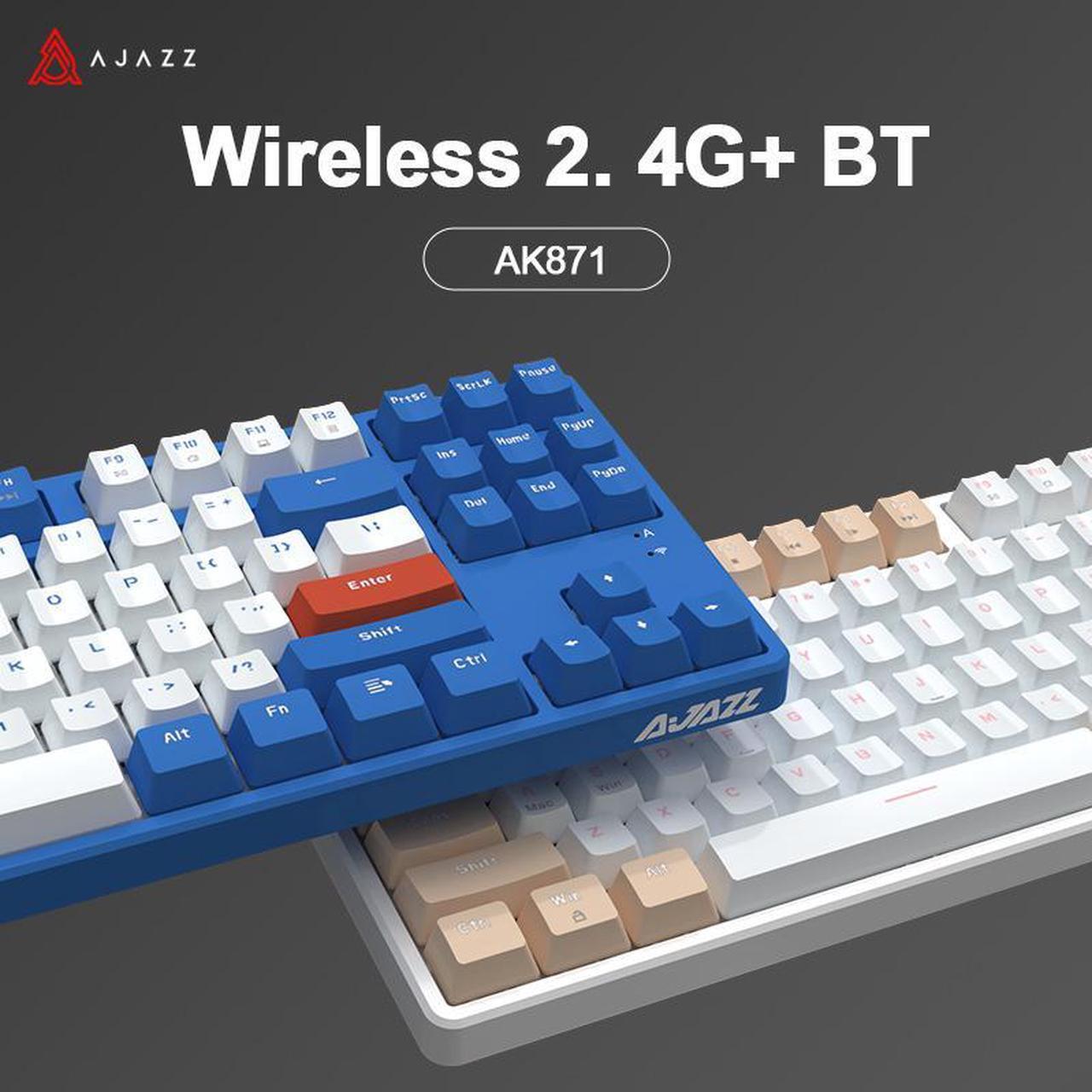 Alt view image 3 of 6 - Ajazz AK871 Wireless 2.4G Gaming Mechanical Keyboard Dual Mode 87 Key Hot Swap Gamer Keyboard Ultra-long Battery Life for PC Red Switch