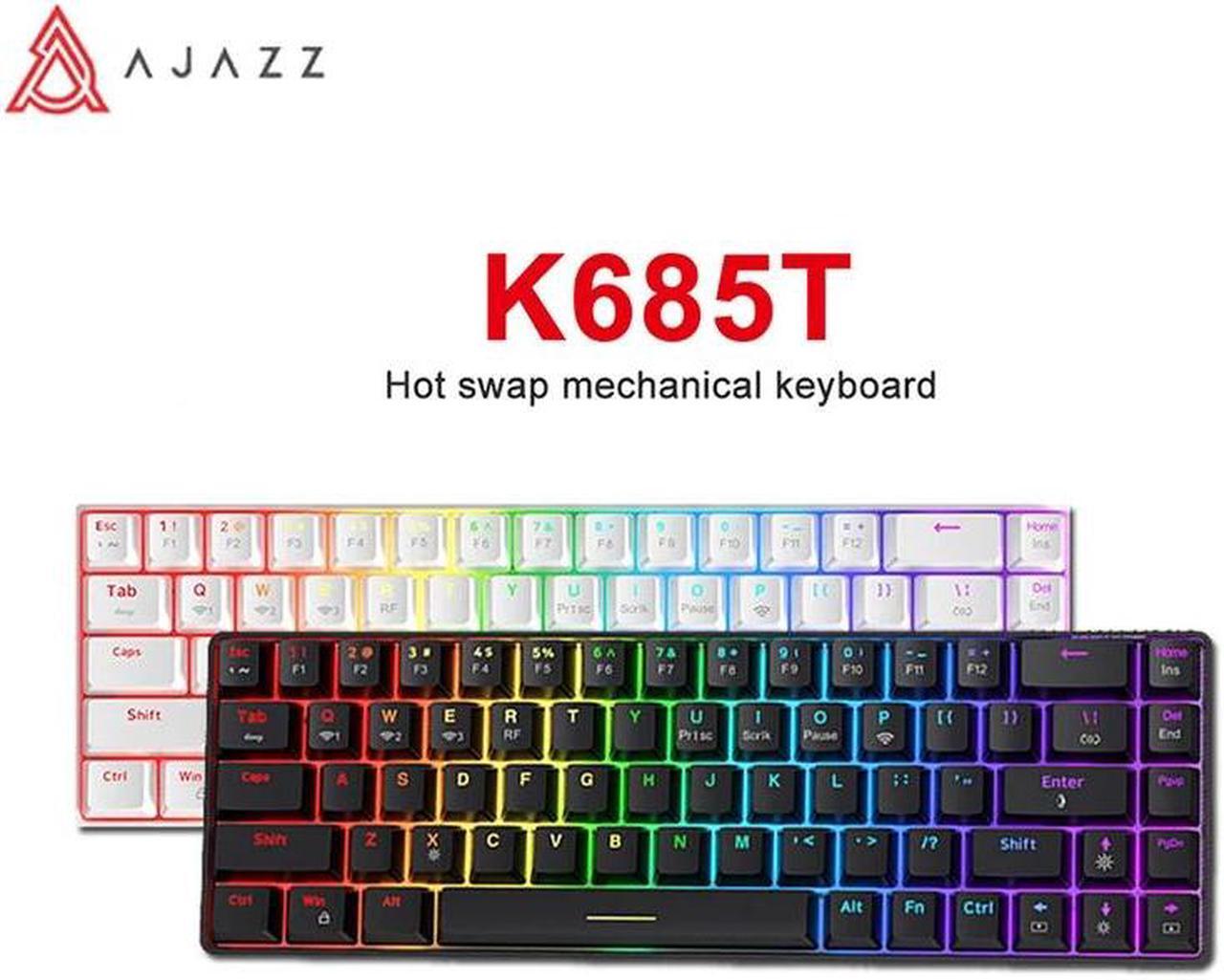Alt view image 8 of 12 - AJAZZ 68 Key 65% Hot Swappable Mechanical Keyboard, 2.4G Wireless / Bluetooth / Wired RGB Backlit Keyboard, 1900mAh Programmable Keyboard for Win/Mac/Gaming, Click Blue Switch