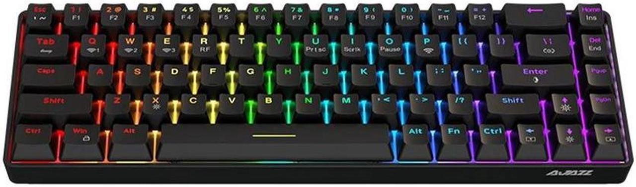 Alt view image 12 of 12 - AJAZZ 68 Key 65% Hot Swappable Mechanical Keyboard, 2.4G Wireless / Bluetooth / Wired RGB Backlit Keyboard, 1900mAh Programmable Keyboard for Win/Mac/Gaming, Click Blue Switch