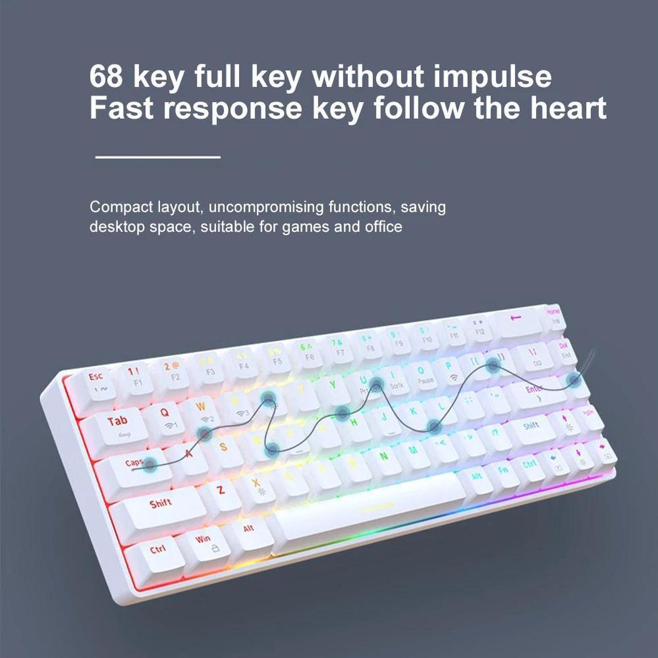 Alt view image 10 of 12 - AJAZZ 68 Key 65% Hot Swappable Mechanical Keyboard, 2.4G Wireless / Bluetooth / Wired RGB Backlit Keyboard, 1900mAh Programmable Keyboard for Win/Mac/Gaming, Click Blue Switch