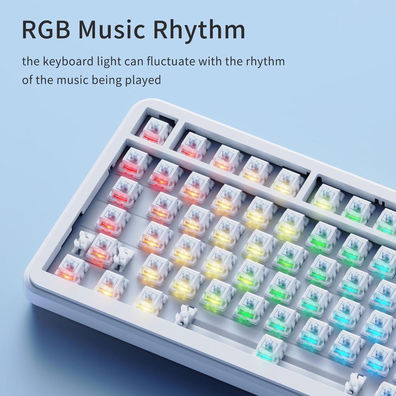 Alt view image 5 of 7 - AJAZZ AK820 MAX Tri-mode Hot Swap 4000mAH RGB Bluetooth Wireless Gaming Mechanical Keyboard With Knob 82 Keys PBT Keycaps Grey