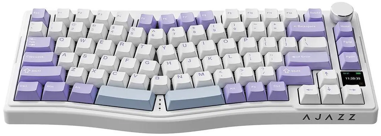 Alt view image 3 of 6 - AJAZZ AKS075 Mechanical Keyboard Customized Alice Ergonomic Hot Swap DIY TFT Display RGB 5000mAh BT 2.4G Wireless Keyboard Purple-Gift Switch