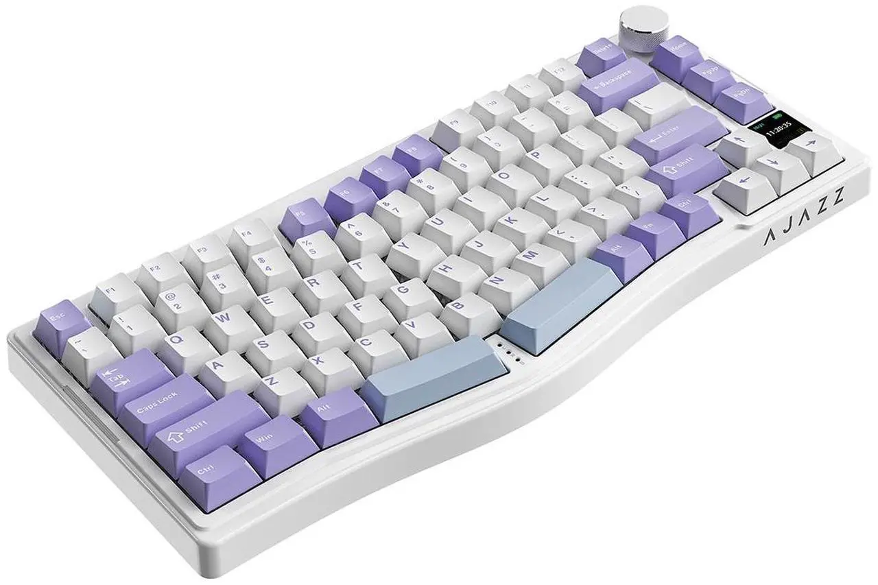 Alt view image 4 of 6 - AJAZZ AKS075 Mechanical Keyboard Customized Alice Ergonomic Hot Swap DIY TFT Display RGB 5000mAh BT 2.4G Wireless Keyboard Purple-Gift Switch