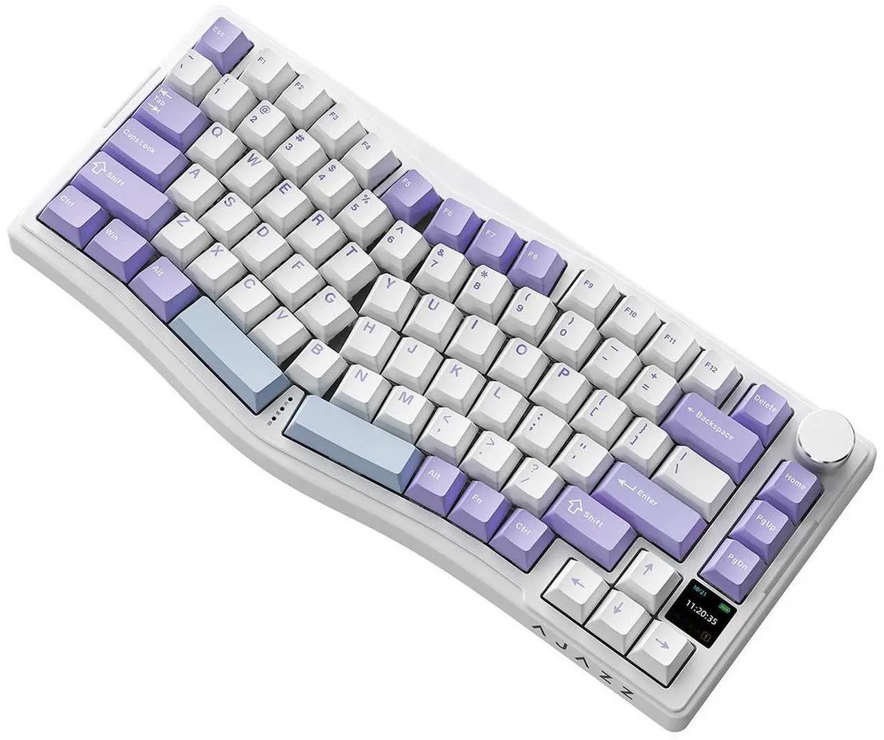 Alt view image 5 of 6 - AJAZZ AKS075 Mechanical Keyboard Customized Alice Ergonomic Hot Swap DIY TFT Display RGB 5000mAh BT 2.4G Wireless Keyboard Purple-Gift Switch