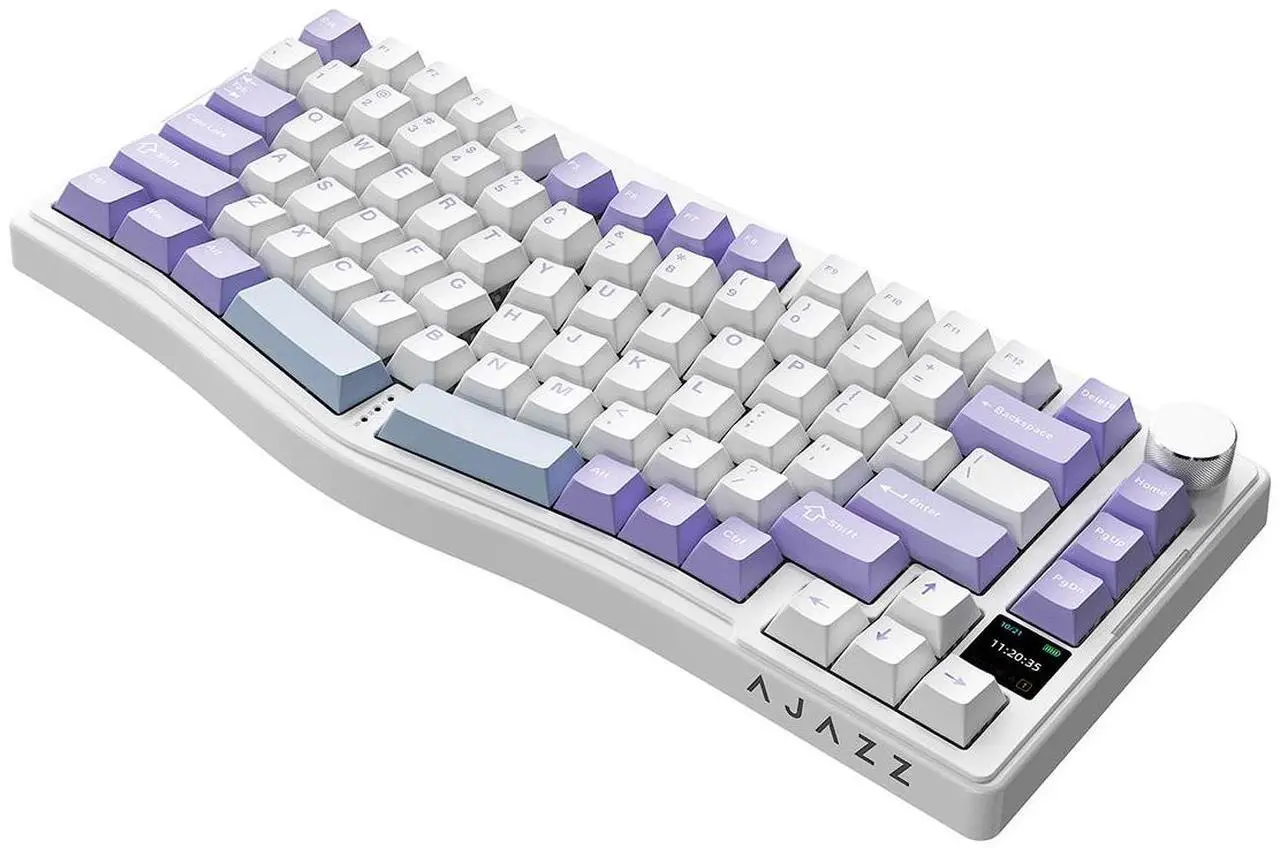 Alt view image 6 of 6 - AJAZZ AKS075 Mechanical Keyboard Customized Alice Ergonomic Hot Swap DIY TFT Display RGB 5000mAh BT 2.4G Wireless Keyboard Purple-Gift Switch