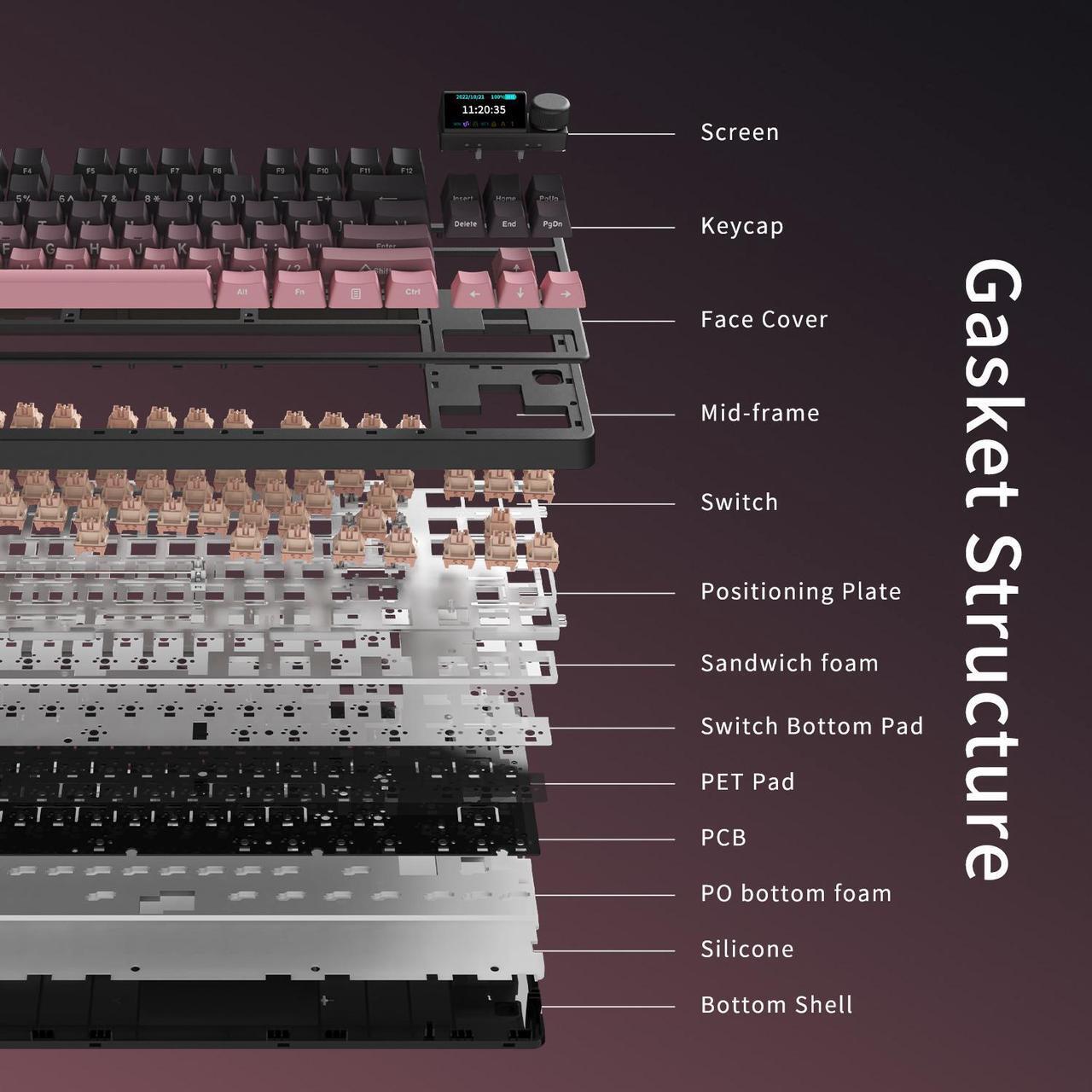 Alt view image 3 of 5 - AJAZZ AK870 Plus 87-Key Mechanical Gaming Keyboard RGB Backlit All-Key Hot Swap Magnetic Shaft for Laptop PC BLACK-Maillard switch