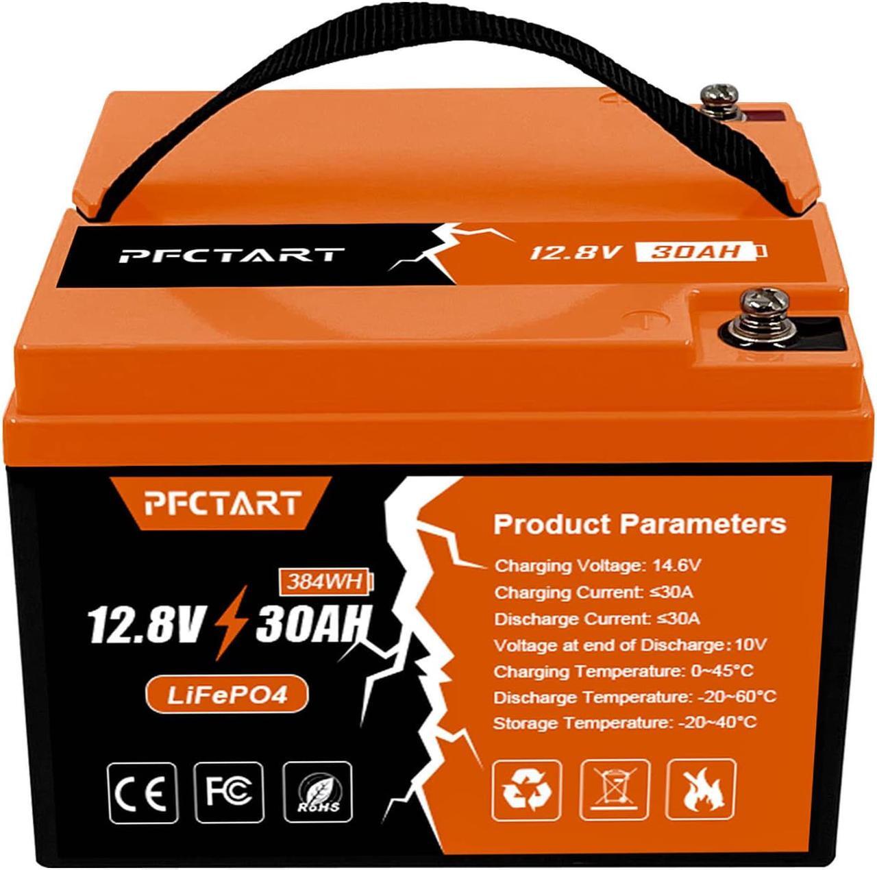 Main image of PFCTART LiFePO4 Battery 12V 30Ah Lithium Iron Phosphate Deep Cycle BMS Home RV Camping US