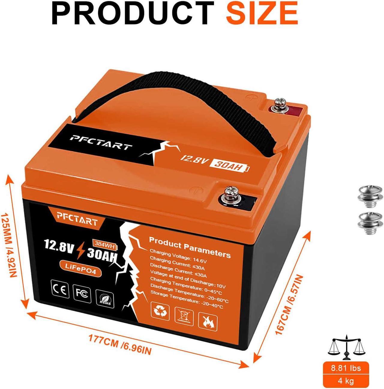 Alt view image 2 of 7 - PFCTART LiFePO4 Battery 12V 30Ah Lithium Iron Phosphate Deep Cycle BMS Home RV Camping US