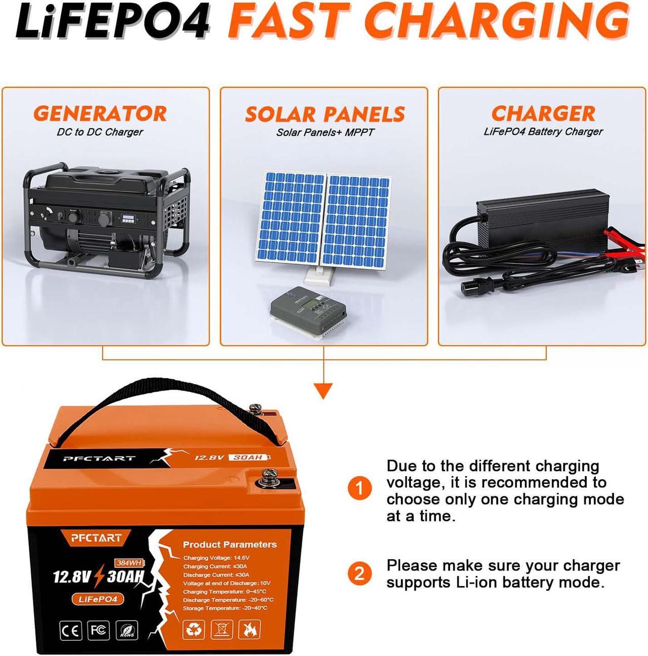 Alt view image 5 of 7 - PFCTART LiFePO4 Battery 12V 30Ah Lithium Iron Phosphate Deep Cycle BMS Home RV Camping US