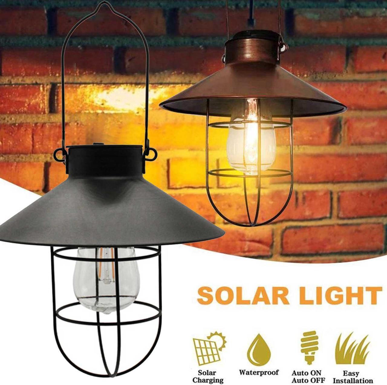Alt view image 2 of 7 - Solar Lantern Hanging Solar Lights Outdoor Solar Powered Vintage Led Lanterns