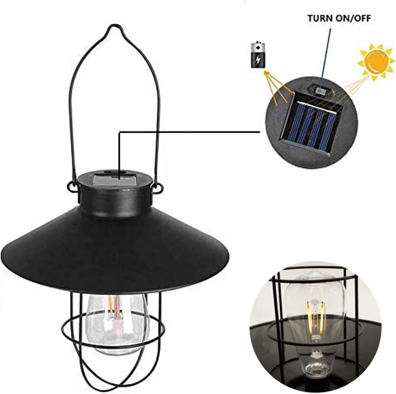 Alt view image 3 of 7 - Solar Lantern Hanging Solar Lights Outdoor Solar Powered Vintage Led Lanterns
