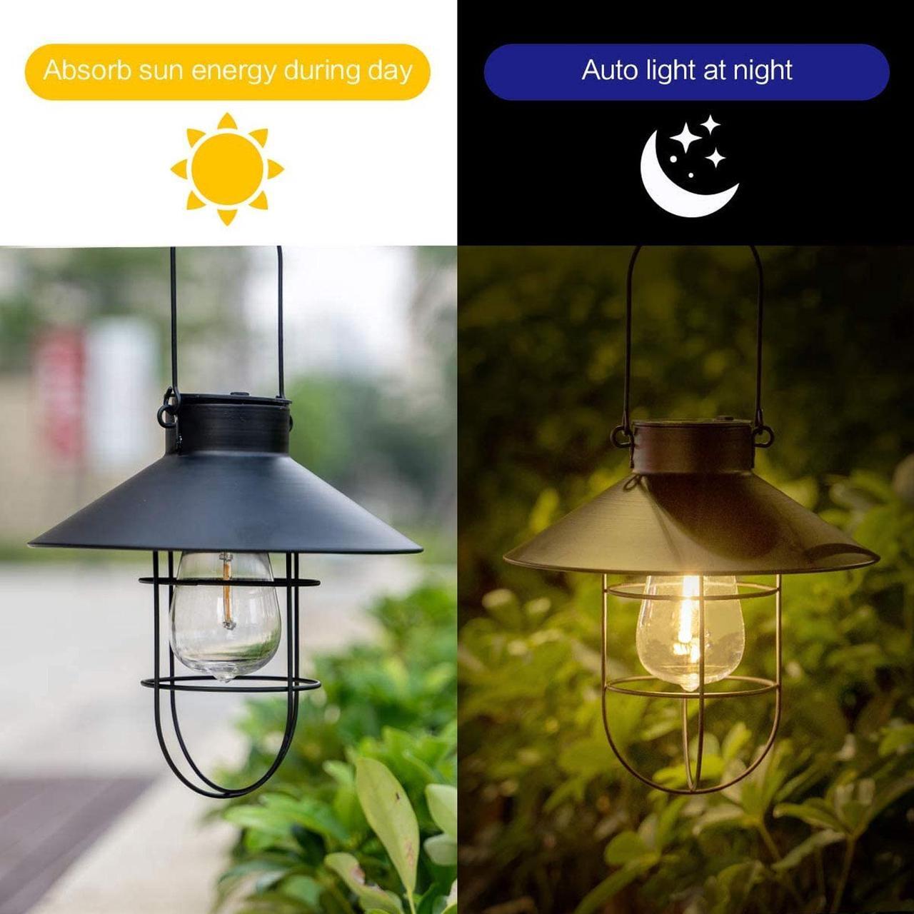Alt view image 4 of 7 - Solar Lantern Hanging Solar Lights Outdoor Solar Powered Vintage Led Lanterns