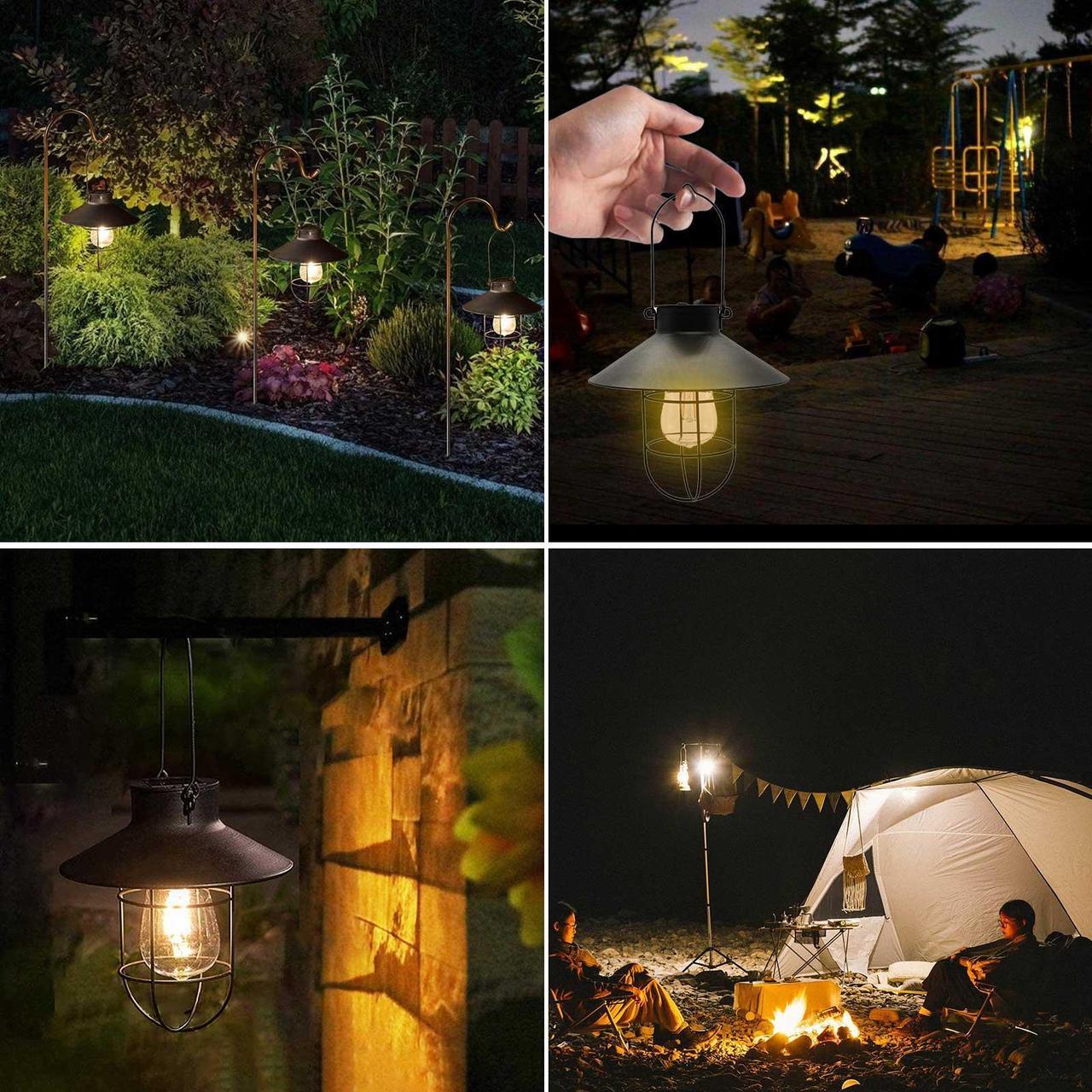 Alt view image 7 of 7 - Solar Lantern Hanging Solar Lights Outdoor Solar Powered Vintage Led Lanterns