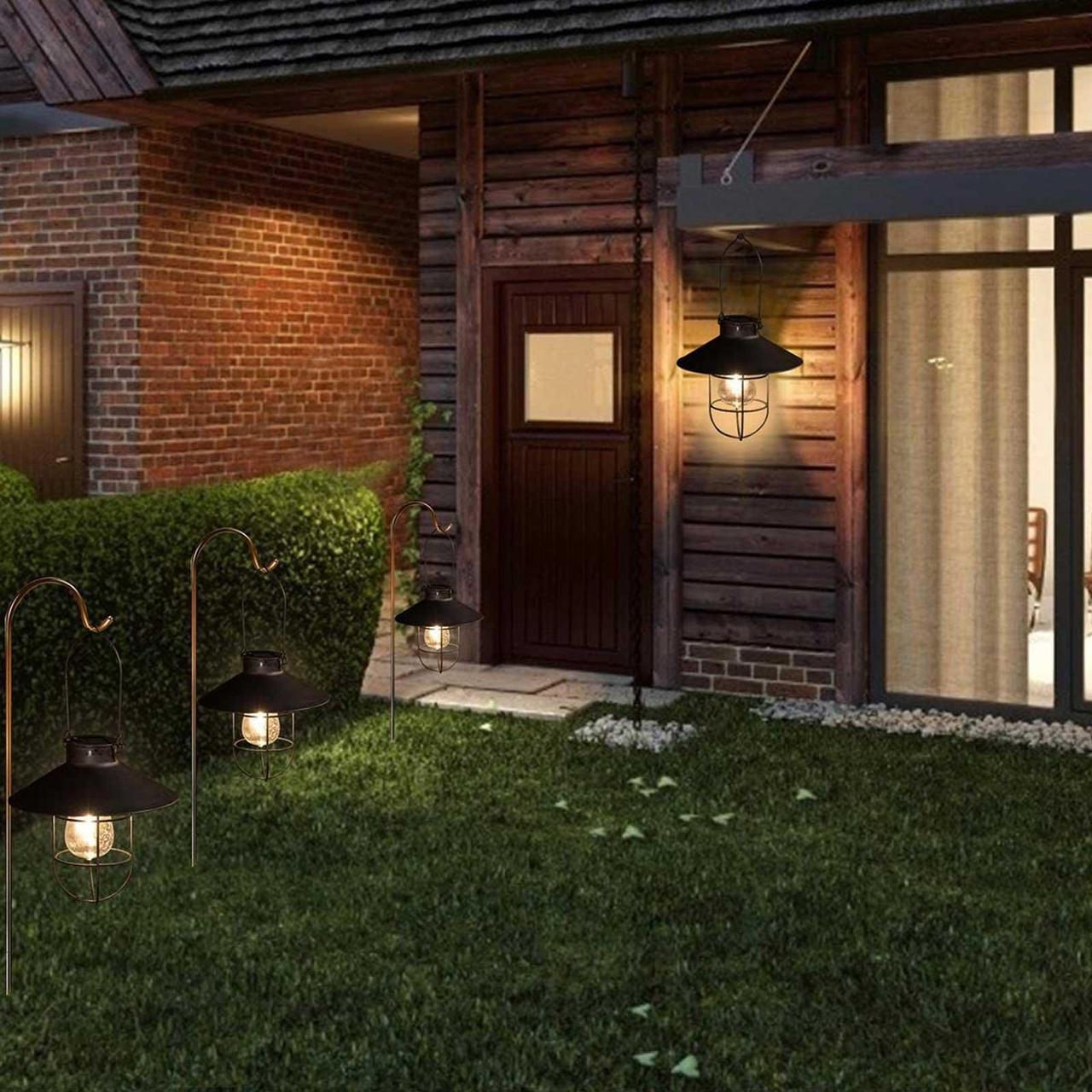 Alt view image 6 of 7 - Solar Lantern Hanging Solar Lights Outdoor Solar Powered Vintage Led Lanterns
