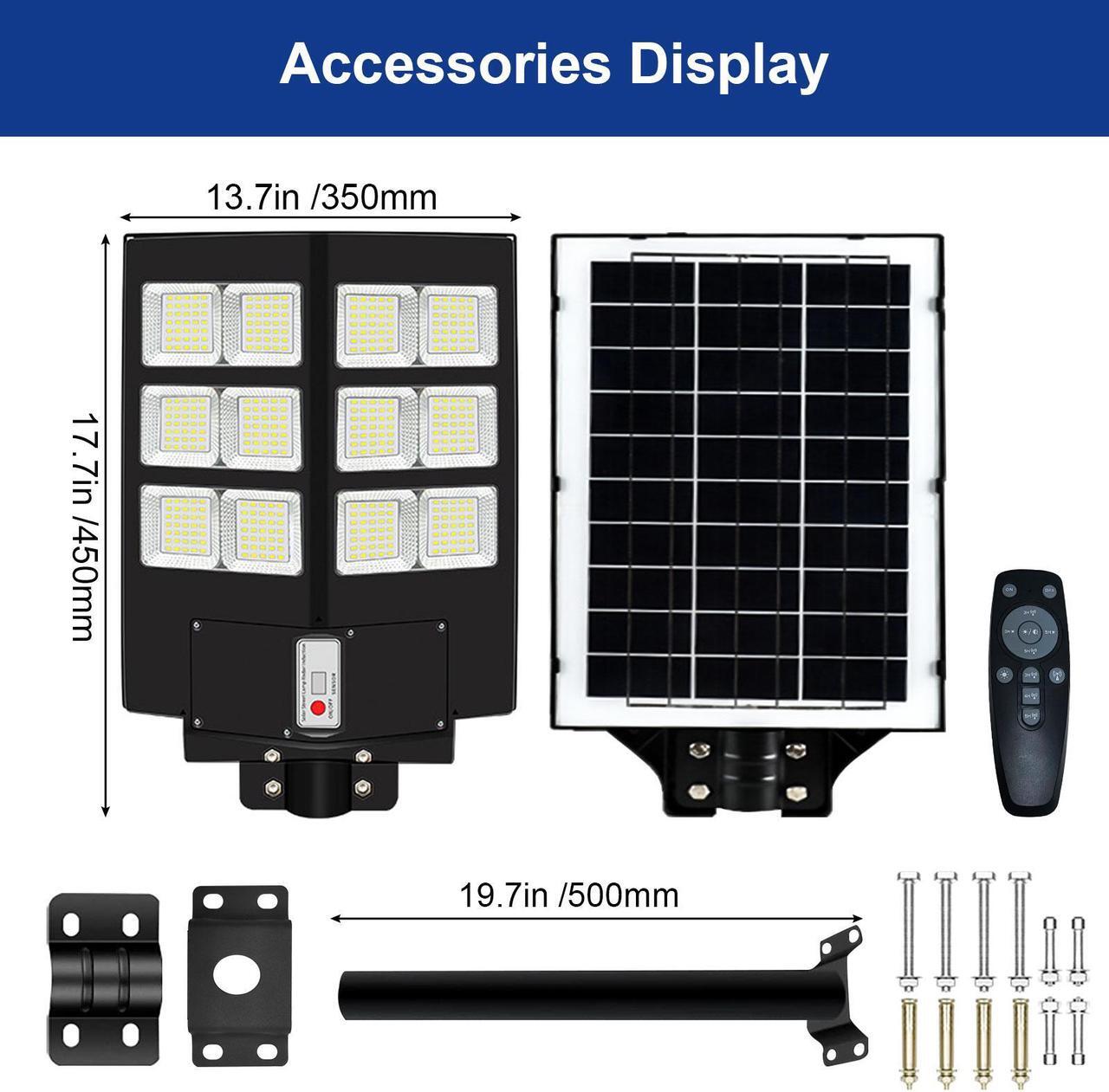 Alt view image 3 of 7 - PFCTART 9900000000LM 1000W Commercial LED Solar Street Light Dusk to Dawn Road Lamp, Solar Lights Outdoor Waterproof Remote Control, Solar Parking Lot Lights Commercial for Garage, Yard