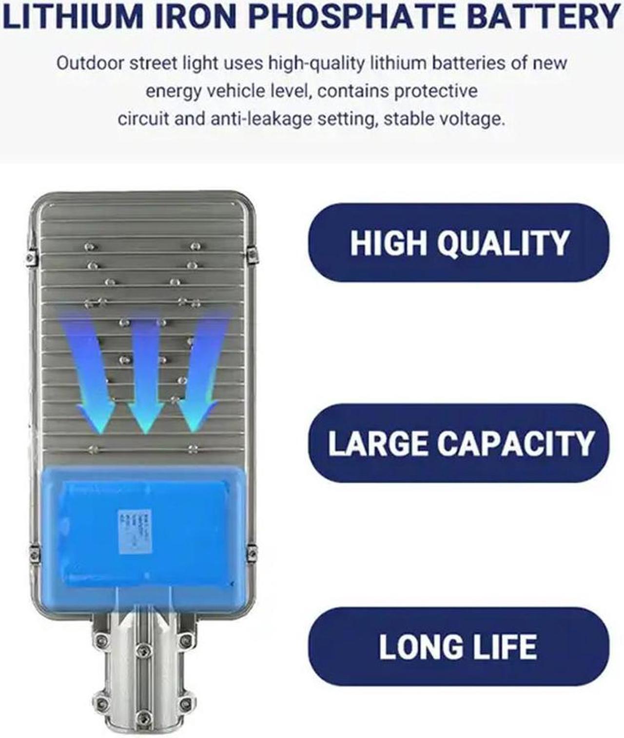 Alt view image 6 of 7 - 9900000000LM 400W Commercial LED Solar Street Light Dusk to Dawn Road Lamp+Pole+Remote