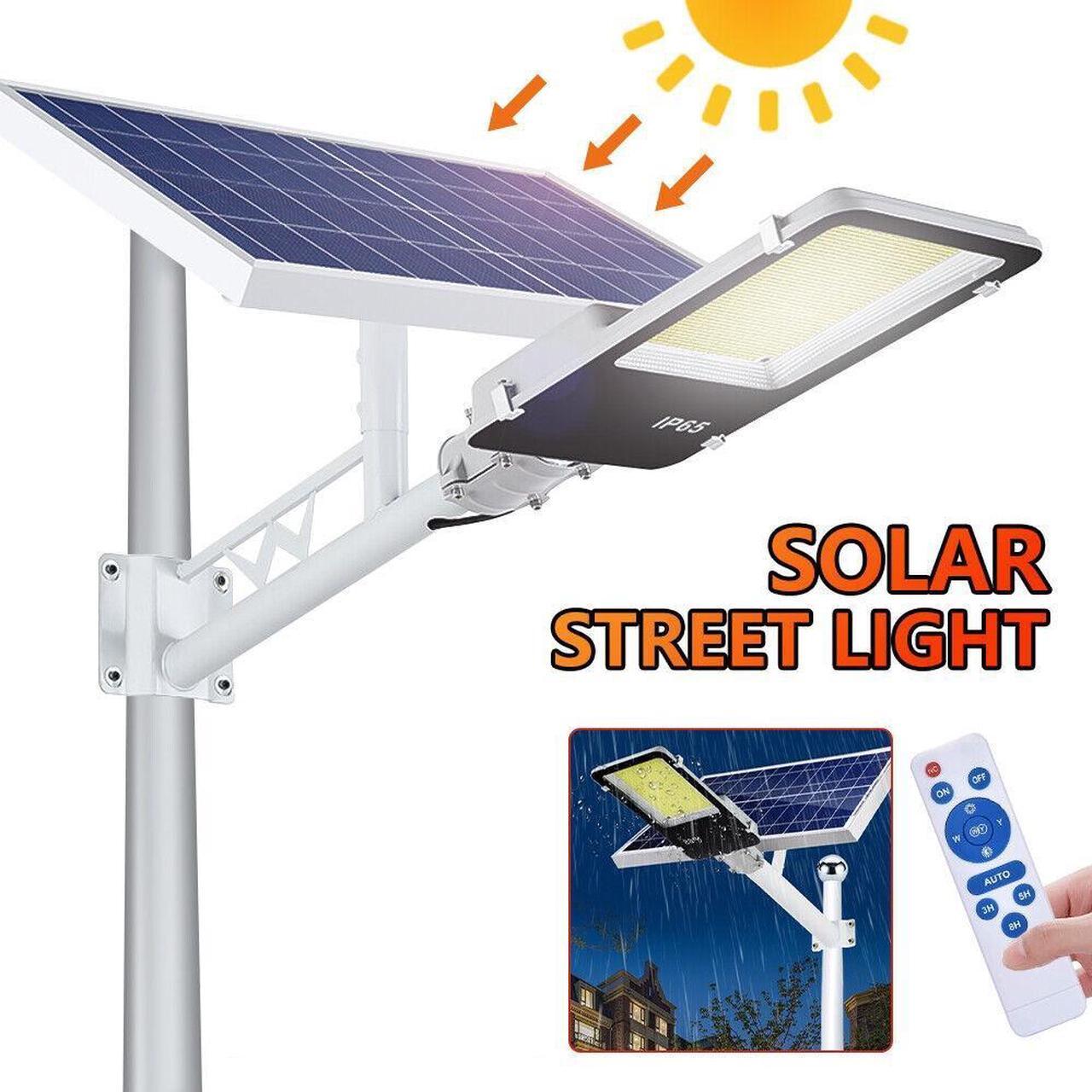 Main image of 5000W Commercial LED Solar Street Light Dusk to Dawn Parking Lot Road Lamp +Pole