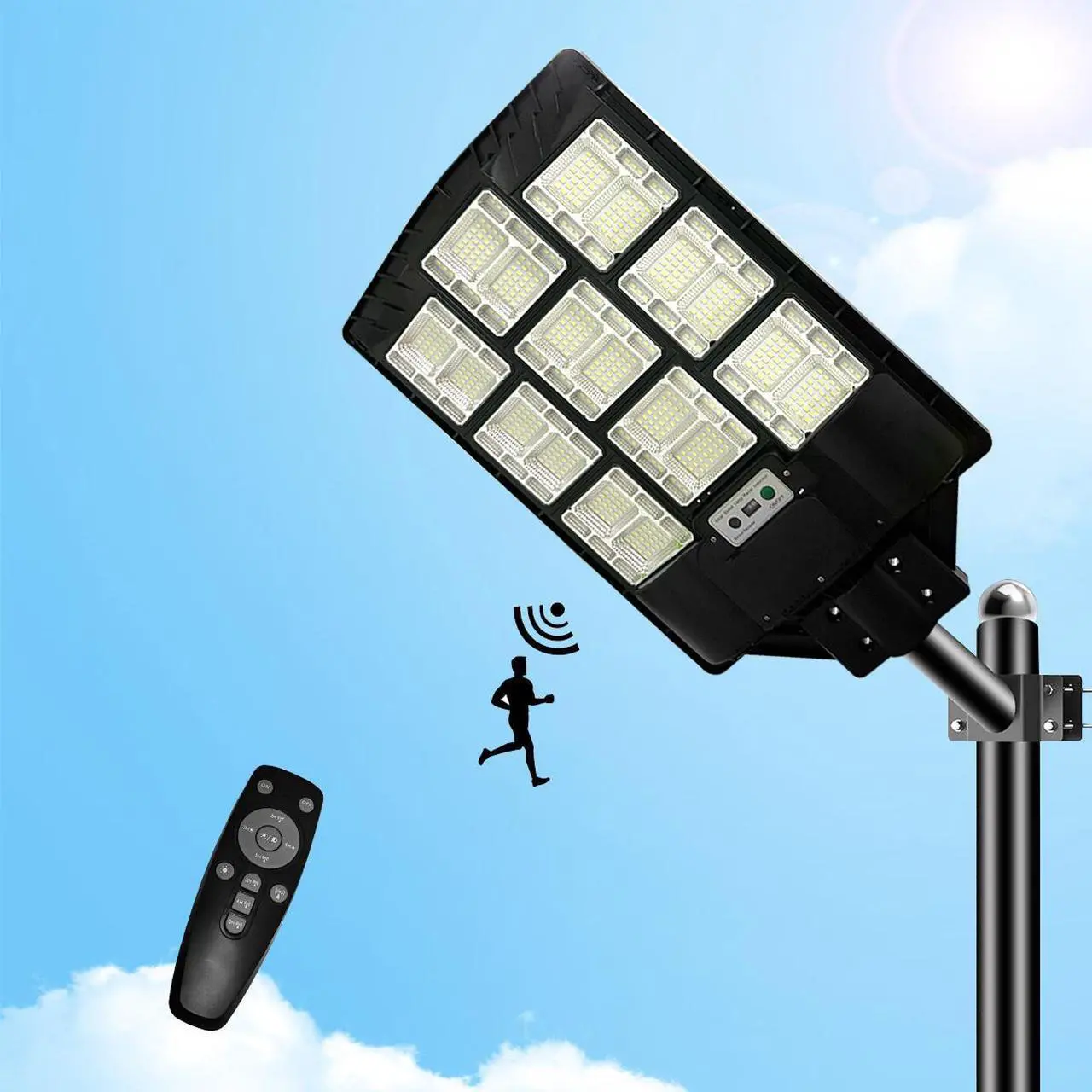 Main image of 1000W Solar Street Lights Outdoor Dusk to Dawn Road Lamp Solar Flood Light +Remote+Pole