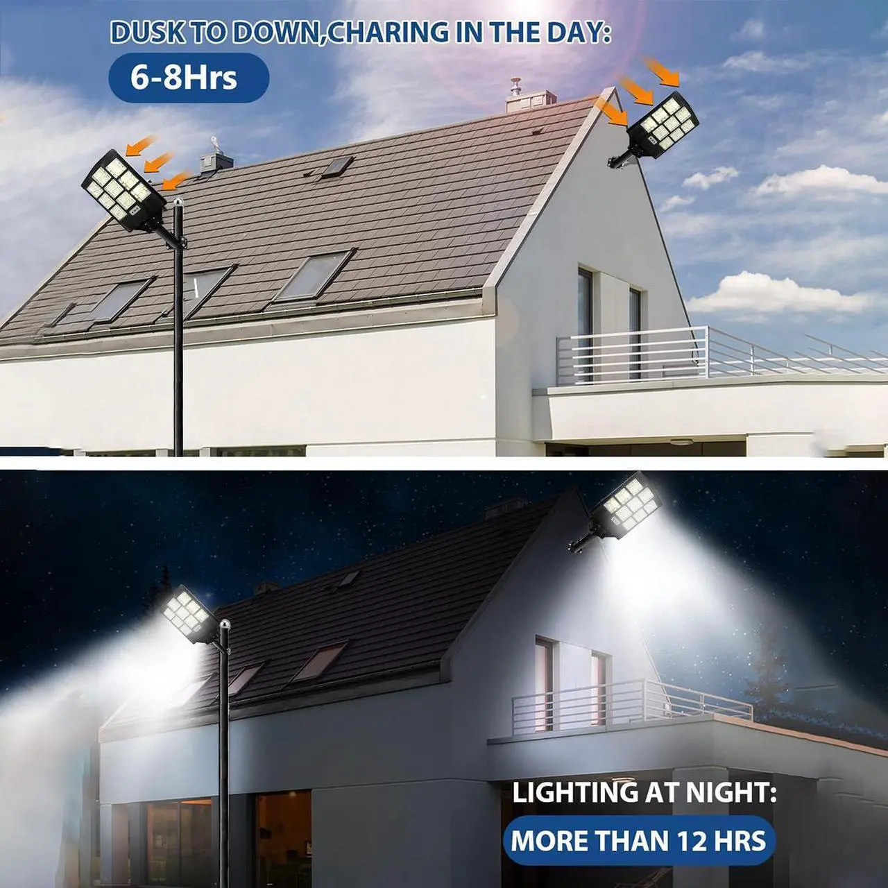 Alt view image 3 of 7 - 1000W Solar Street Lights Outdoor Dusk to Dawn Road Lamp Solar Flood Light +Remote+Pole