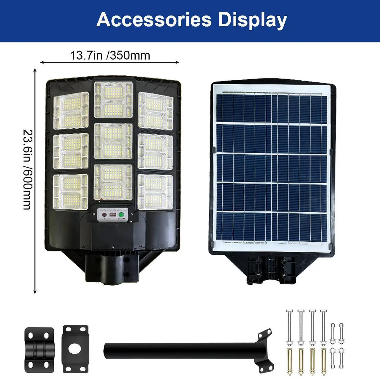 Alt view image 5 of 7 - 1000W Solar Street Lights Outdoor Dusk to Dawn Road Lamp Solar Flood Light +Remote+Pole