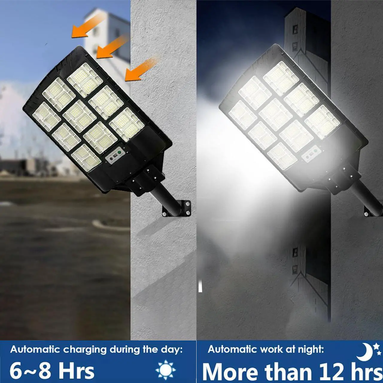 Alt view image 7 of 7 - 1000W Solar Street Lights Outdoor Dusk to Dawn Road Lamp Solar Flood Light +Remote+Pole