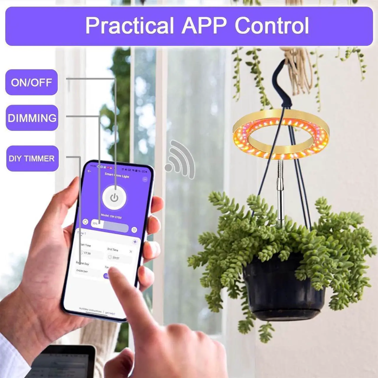 Alt view image 4 of 7 - PFCTART LED Grow Light Indoor Plants Full Spectrum with Base for Plant Shelf, Plant Pots