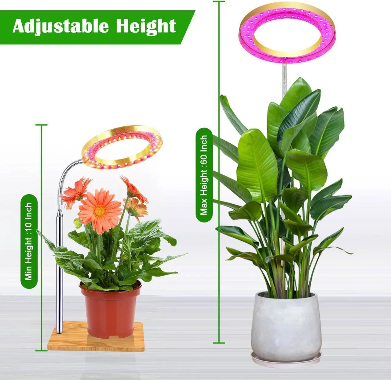 Alt view image 6 of 7 - PFCTART LED Grow Light Indoor Plants Full Spectrum with Base for Plant Shelf, Plant Pots