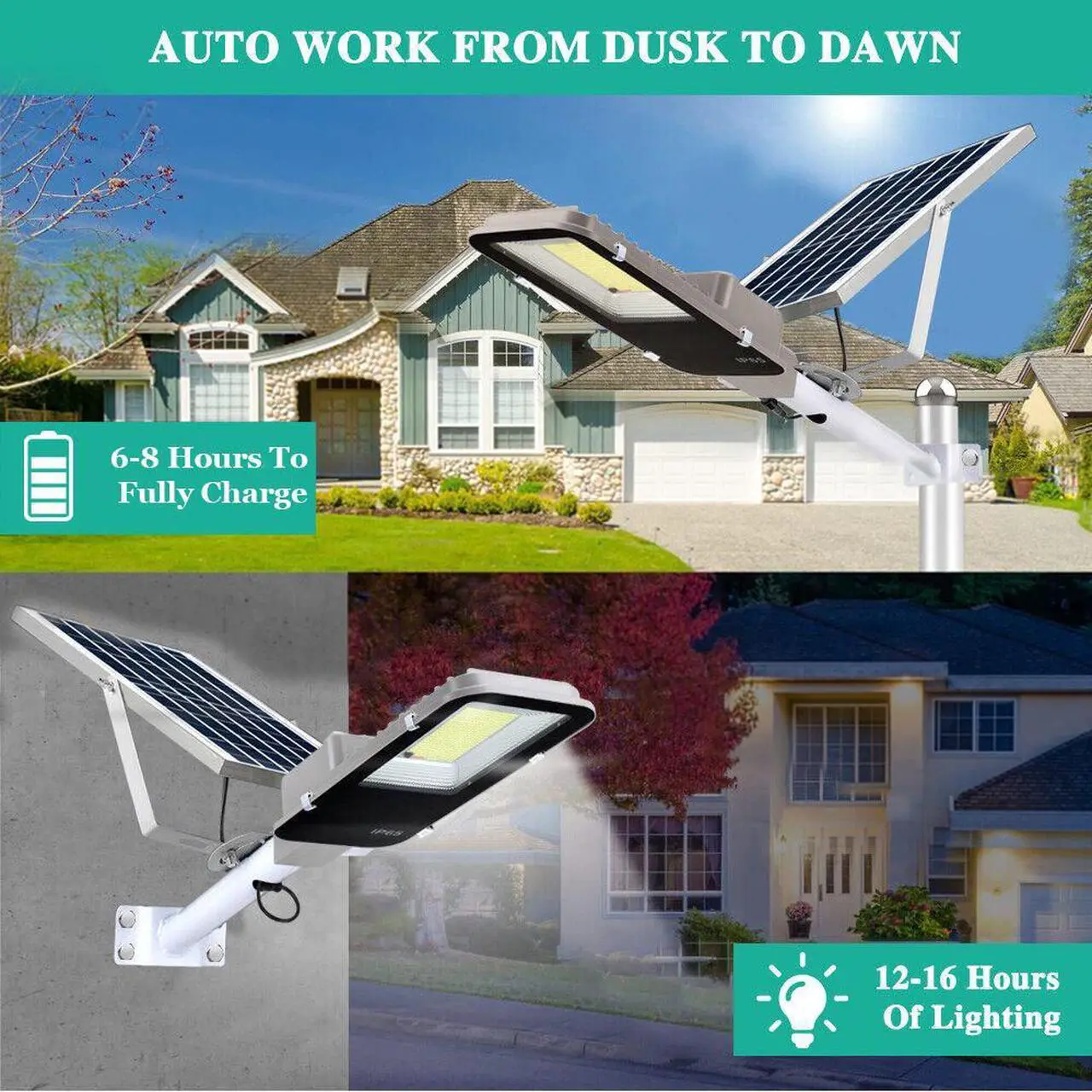 Alt view image 5 of 7 - PFCTART 150W Commercial Solar Street  Light LED Lamp Outdoor Area Dusk To Dawn Wall Lamp