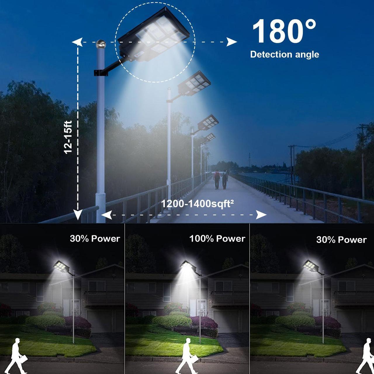 Alt view image 4 of 7 - PFCTART 9900000000LM 1000W Commercial LED Solar Street Light Dusk to Dawn Road Lamp, Solar Lights Outdoor Waterproof Remote Control, Solar Parking Lot Lights Commercial for Garage, Yard