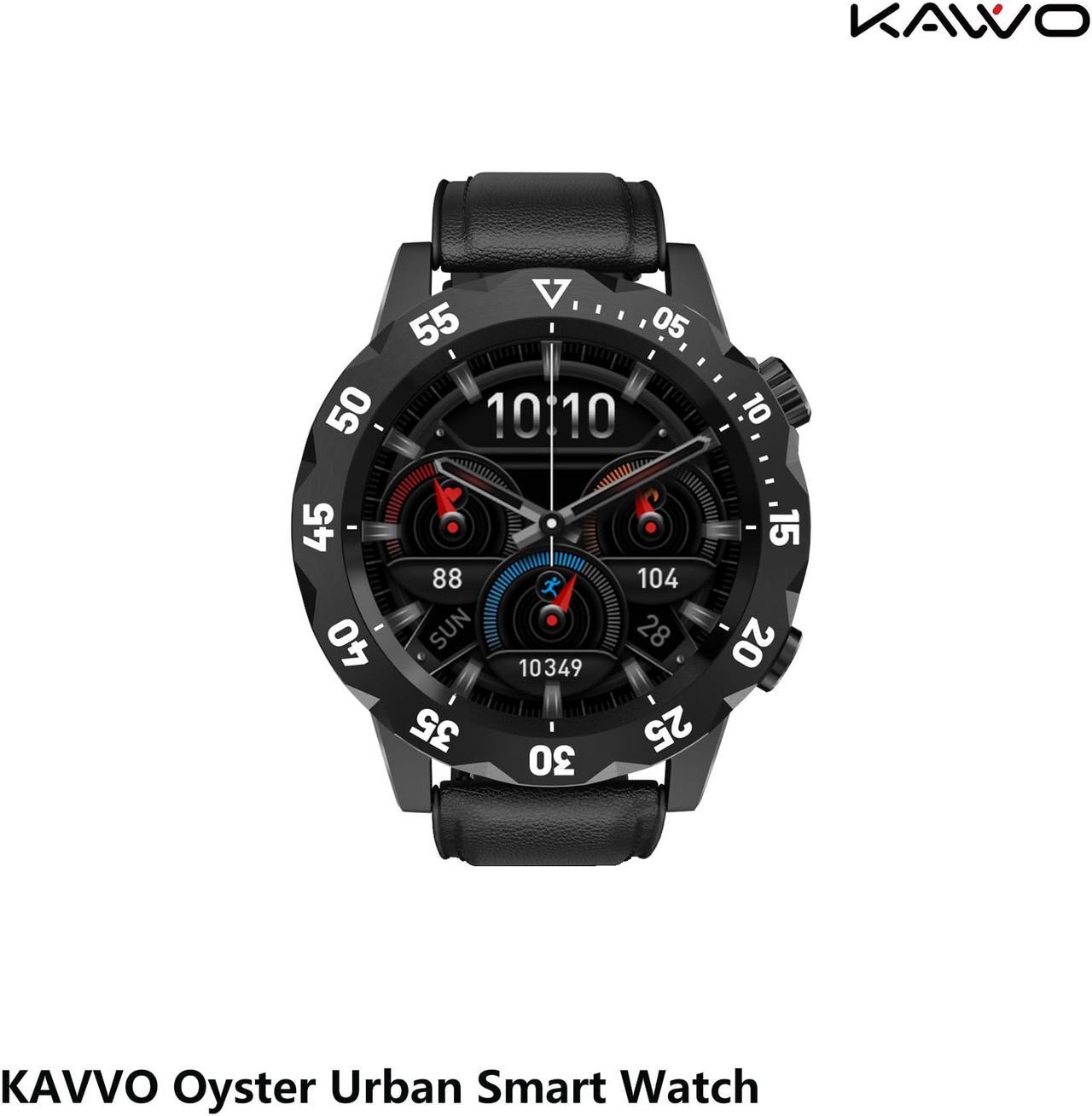 KAVVO Oyster Urban Smart Watch for iOS Android Phones, Luminous Technology with Mechanical Rotating Bezel, IP 68 Waterproof, Fitness Tracker with Blood Oxygen and Heart Rate Monitor