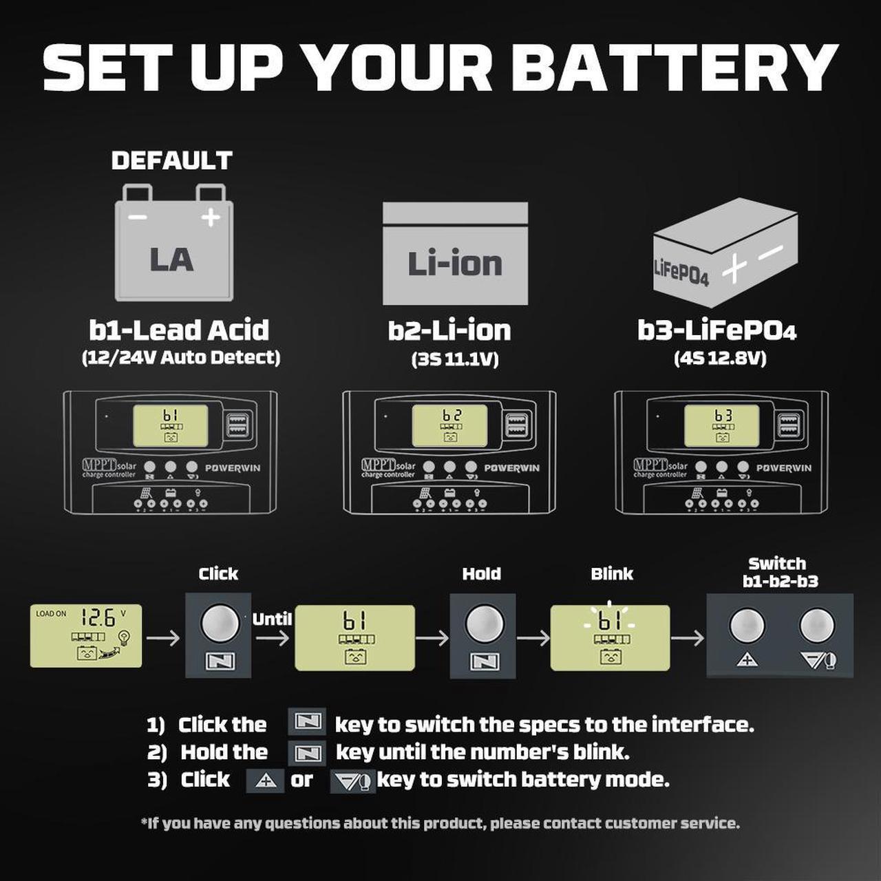 Alt view image 6 of 7 - POWERWIN 50A MPPT 12V 24V Solar Charge Controller Solar Charge Regulator with Adjustable LCD Display Dual USB Solar Panel Regulator for LiFePO4 Battery Lithium Battery