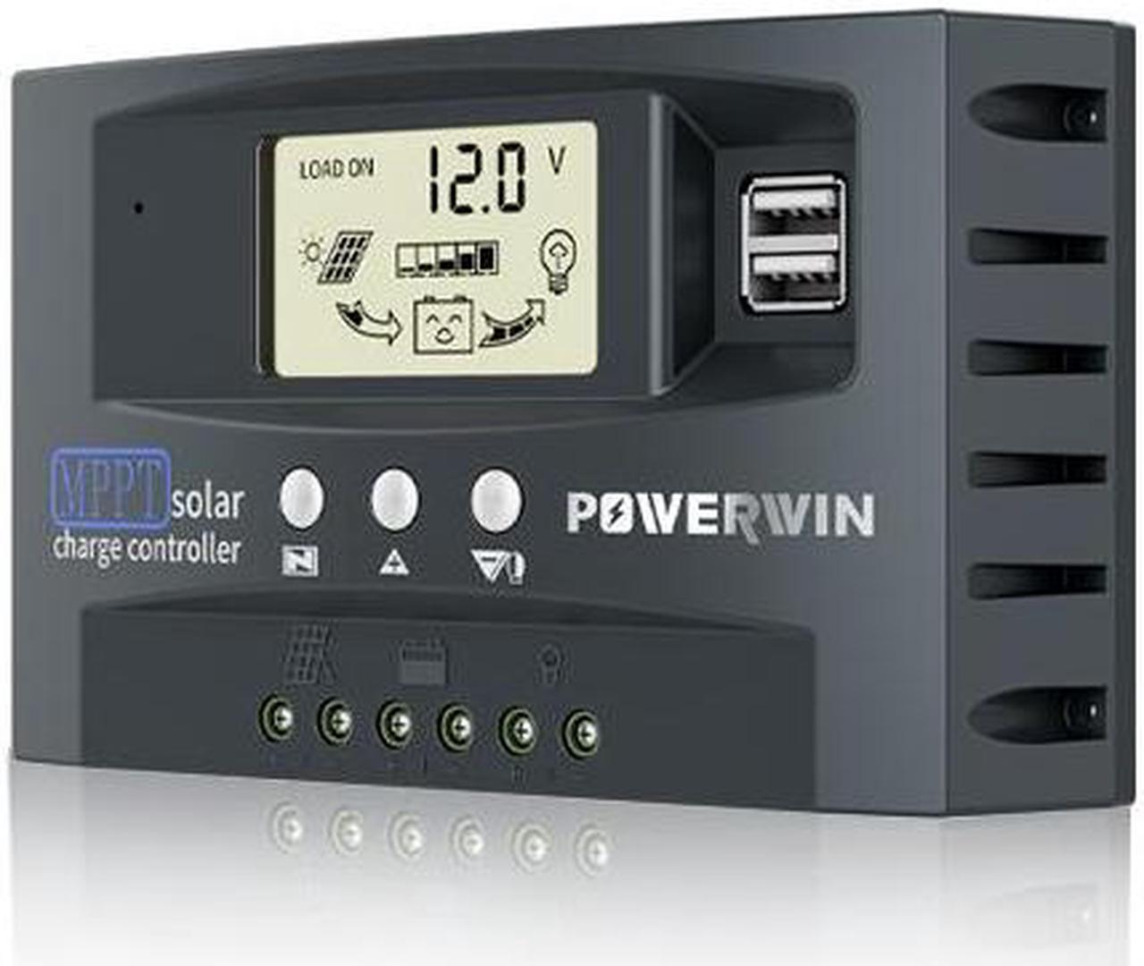 Main image of POWERWIN 50A MPPT 12V 24V Solar Charge Controller Solar Charge Regulator with Adjustable LCD Display Dual USB Solar Panel Regulator for LiFePO4 Battery Lithium Battery