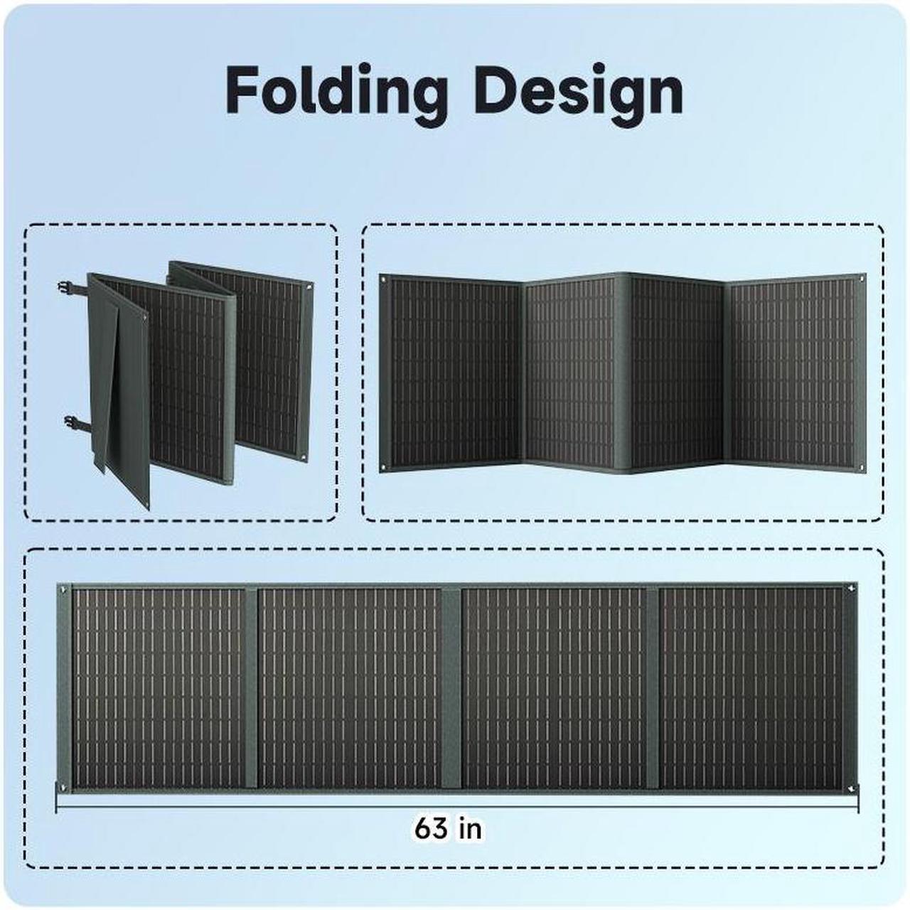 Alt view image 6 of 7 - POWERWIN 110W Portable Panel, Foldable with Carry Case, High 24% Efficiency, IP65 Water & Dustproof Design Solar Charger Power Equipment Fishing Outdoor for Camping, RVs, or Backyard Use