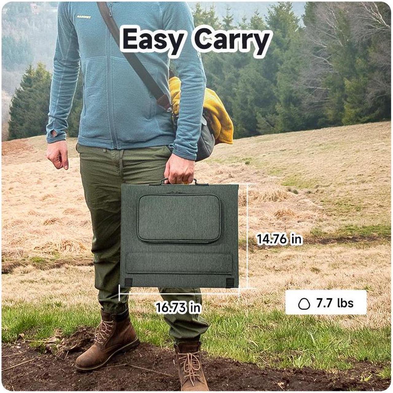 Alt view image 5 of 7 - POWERWIN 110W Portable Panel, Foldable with Carry Case, High 24% Efficiency, IP65 Water & Dustproof Design Solar Charger Power Equipment Fishing Outdoor for Camping, RVs, or Backyard Use