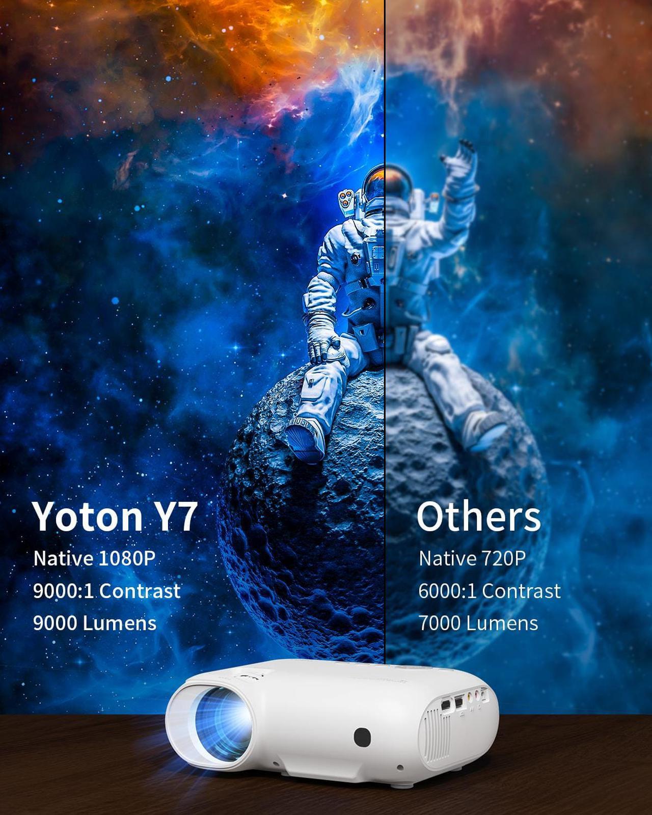 Alt view image 2 of 7 - YOTON Projector 5G WiFi Bluetooth 1080P Native Outdoor Portable Projector 4K Support, Movie Home Projector with HDMI/USB